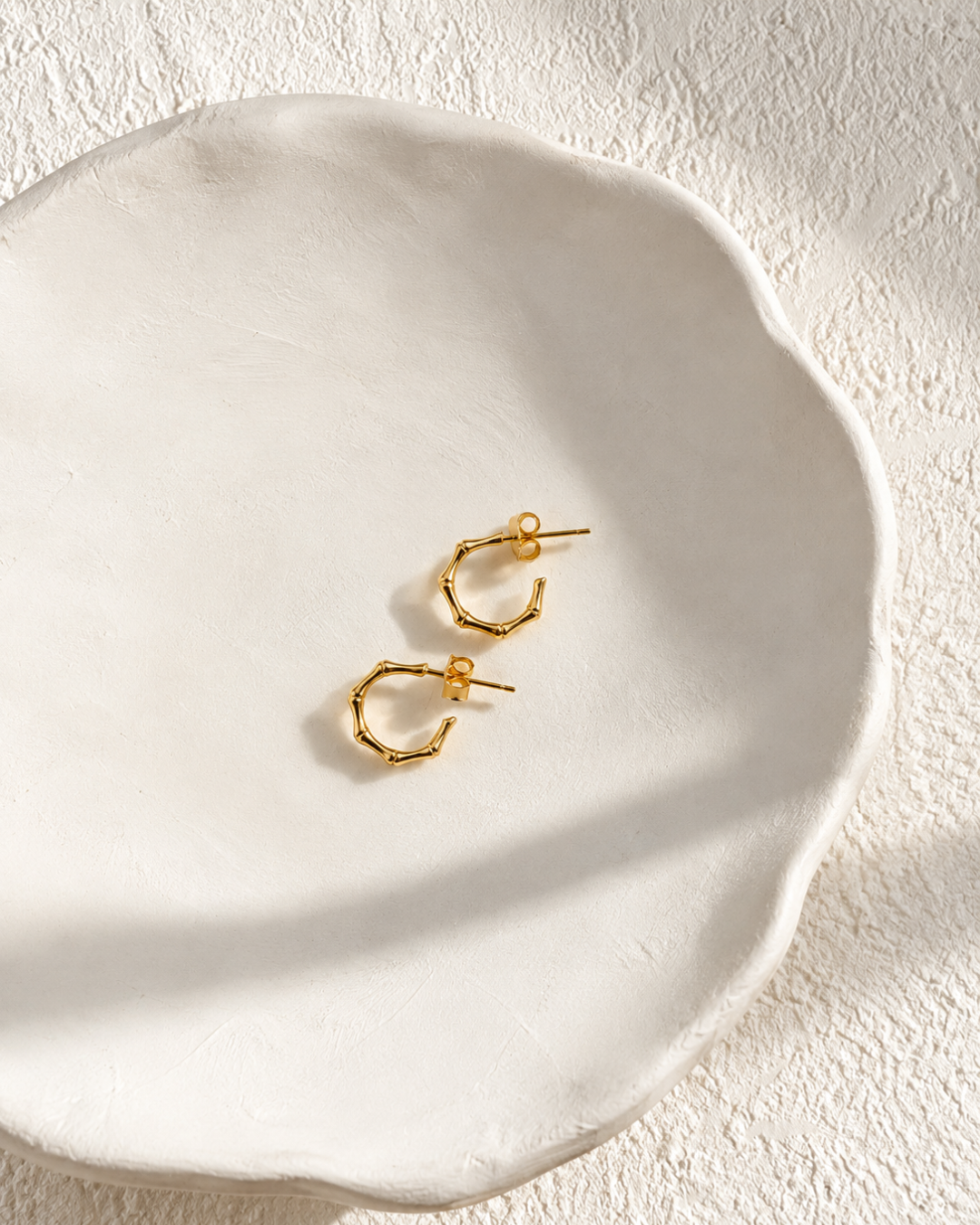 Bamboo Hoops | Gold-Plated Sterling Silver Earrings