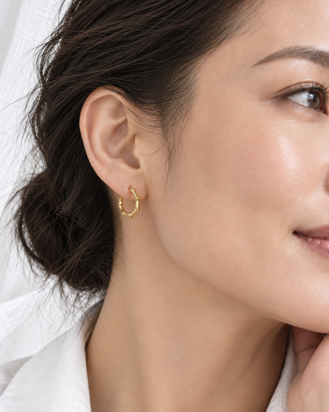 Bamboo Hoops | Gold-Plated Sterling Silver Earrings