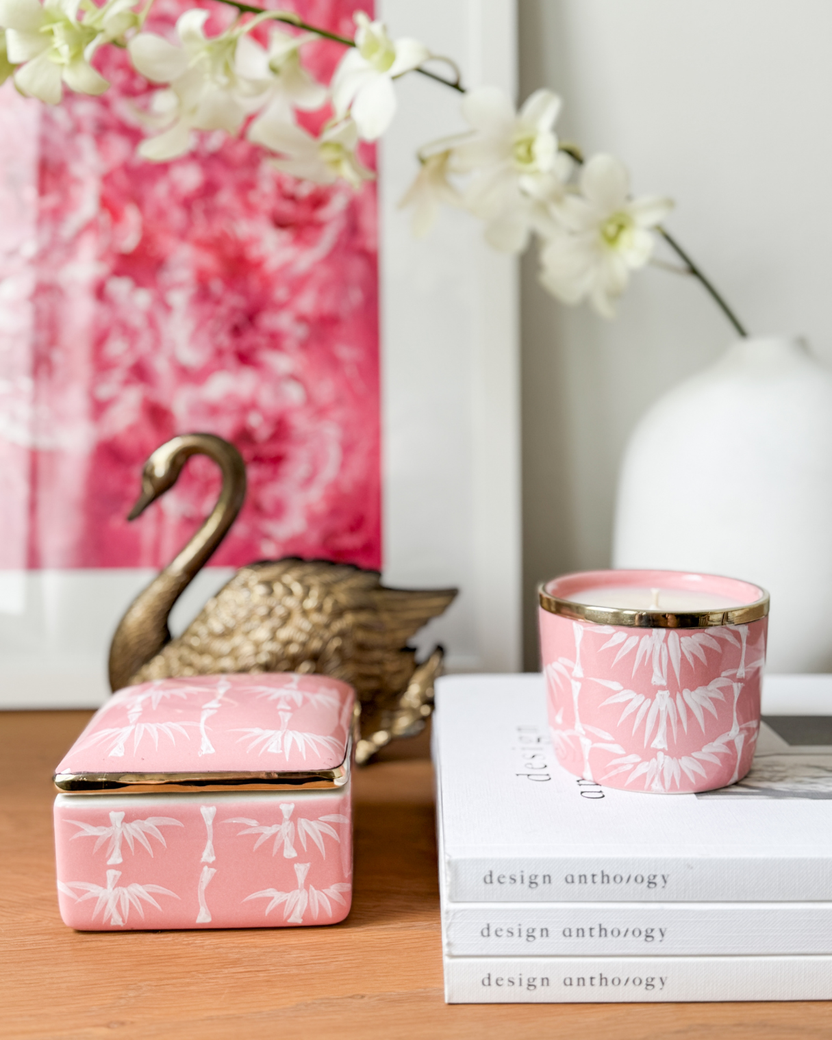 Pink Bamboo Trinket Box