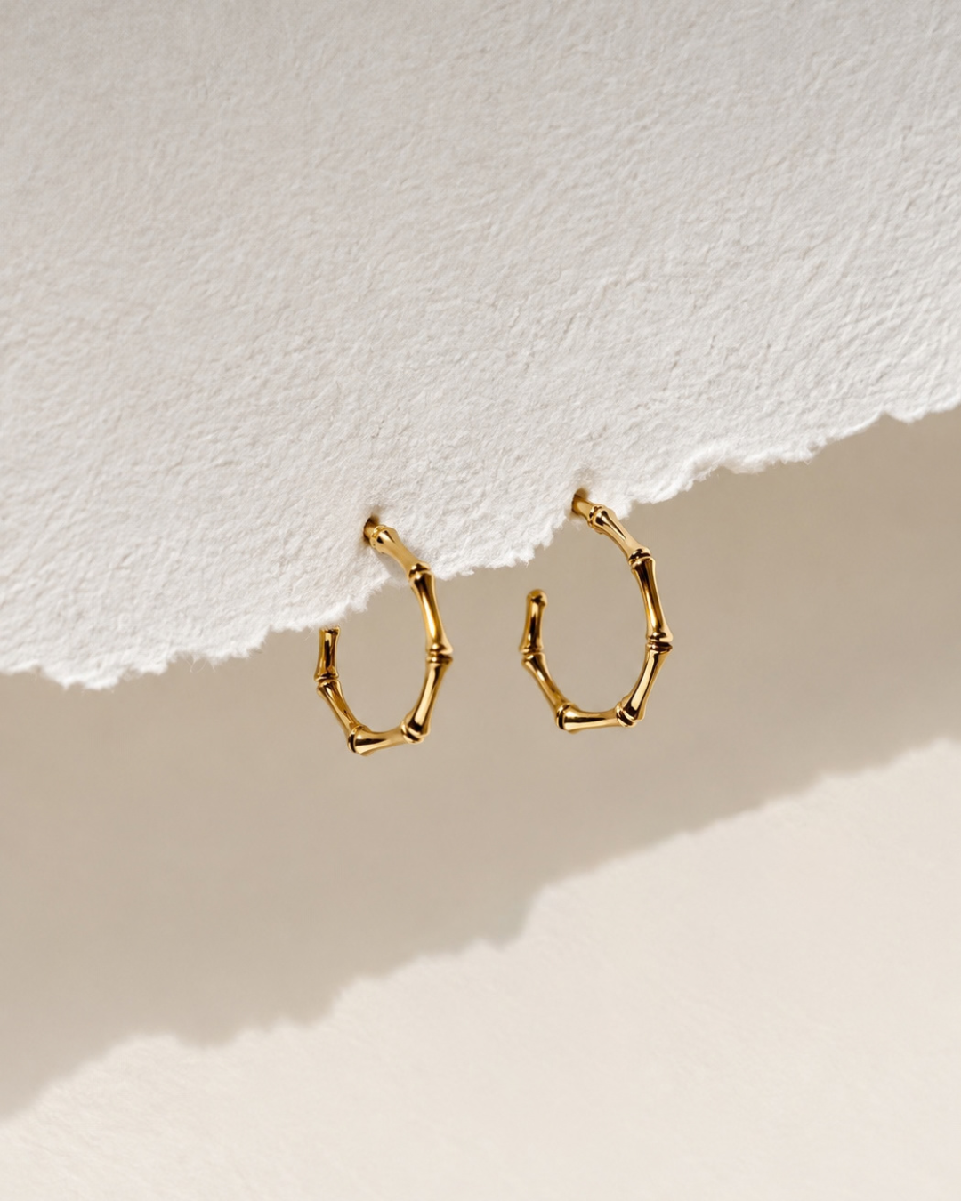 Bamboo Hoops | Gold-Plated Sterling Silver Earrings