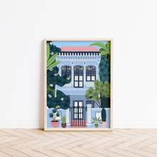 Load image into Gallery viewer, A framed Blue Singapore Shophouse Print
