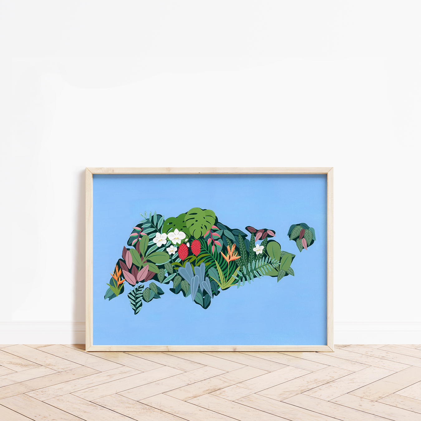 Floral Map of Singapore Art Print